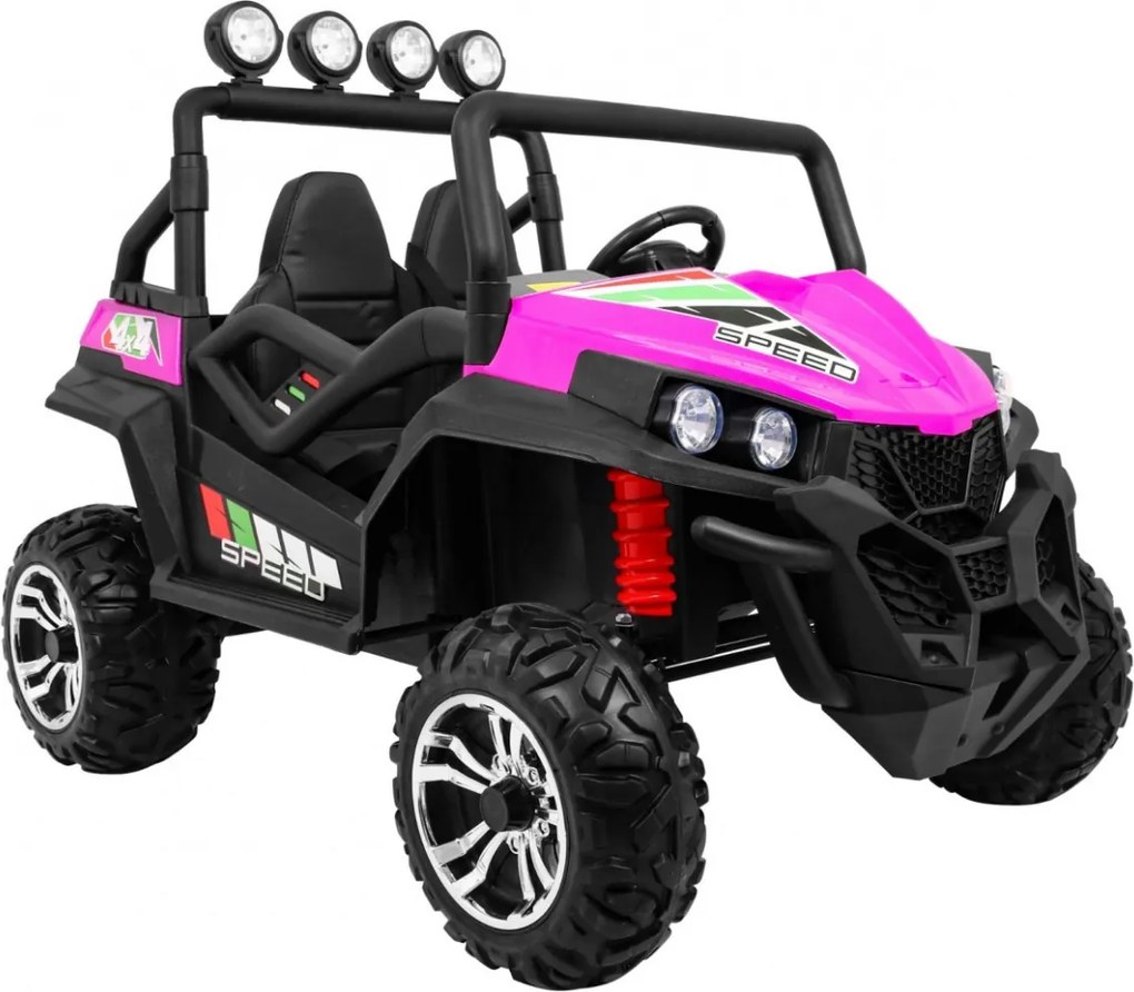 Ramiz Terénna veľká bugina pre deti Ružová + pohon 4x4 + diaľkové ovládanie + nosič batožiny + rádio MP3 + LED