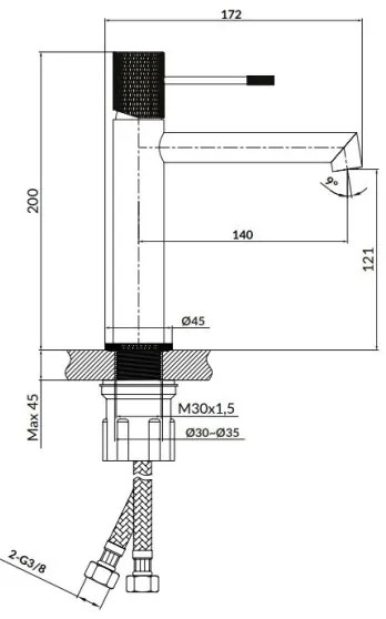 Cersanit S951-591 - Umývadlová batéria ZEN 20 cm lesklý chróm