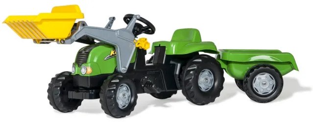 Šlapací traktor s prívesom a lyžicou Rolly Toys 023134 zelený