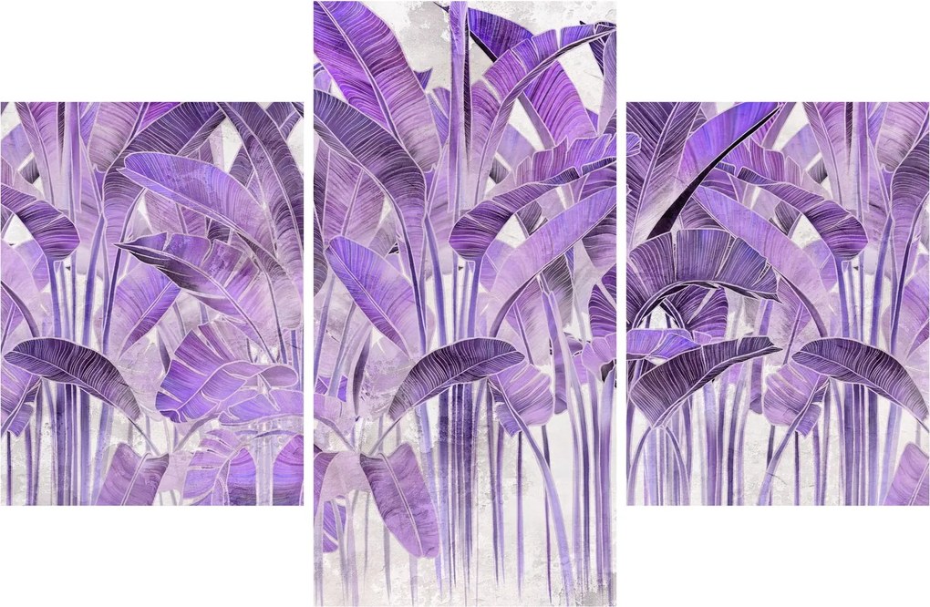 Obraz - Fialové listy v omietke (90x60 cm)