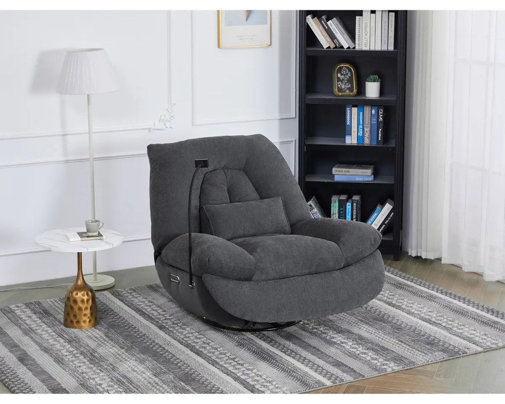 Elektrické polohovateľné kreslo s integrovanýmovládaním, sivé