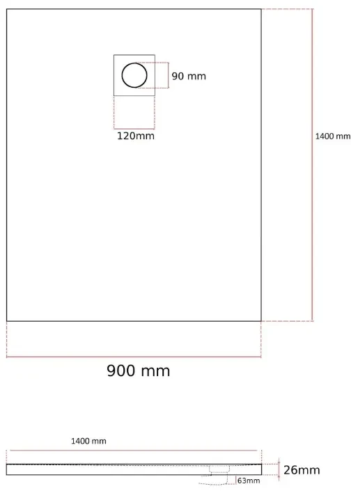 Erga Oldaf, SMC obdĺžniková sprchová vanička 140 x 90 cm, čierna matná, ERG-GMA-OL-90140BK