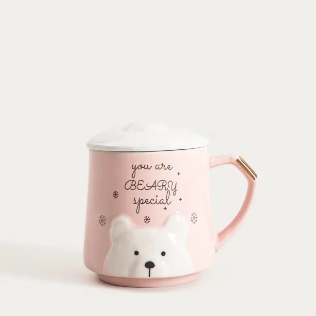 Hrnček EVERE s medvedíkom, ružový 761201 400 ml