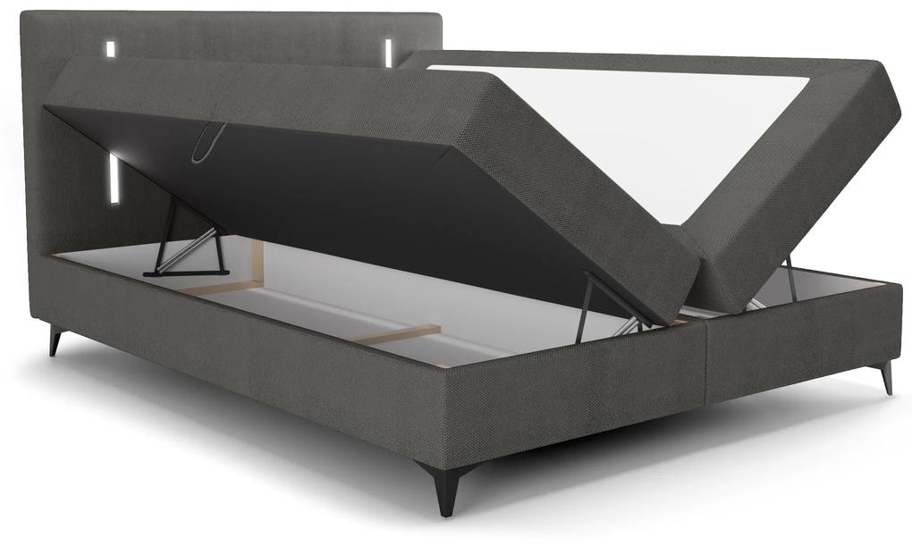 Manželská posteľ 140 cm Ortega Comfort (tmavosivá) (s roštom a matracom, s úl. priestorom) (s LED osvetlením). Vlastná spoľahlivá doprava až k Vám domov. 1082721