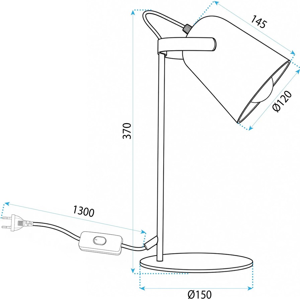 Toolight Toolight, JNH047-1T, kovová stolná lampa s pohyblivým reflektorom, v. 37 cm, 1× E27, čierna, OSW-56239