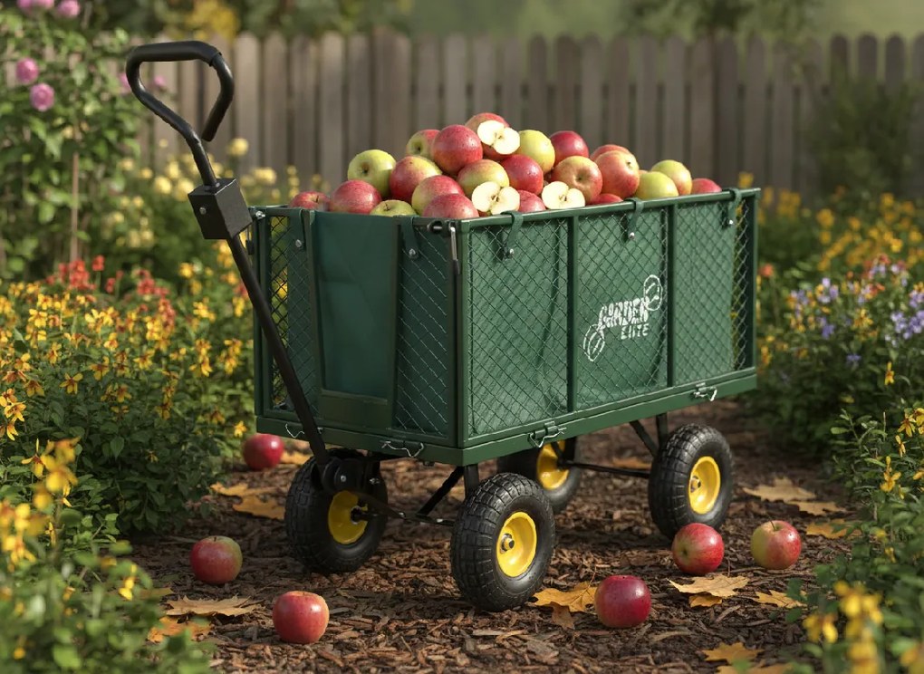 Garden Line XL DVOJFUNKČNÝ ZÁHRADNÝ VOZÍK – ZELENÝ S PLACHTOU