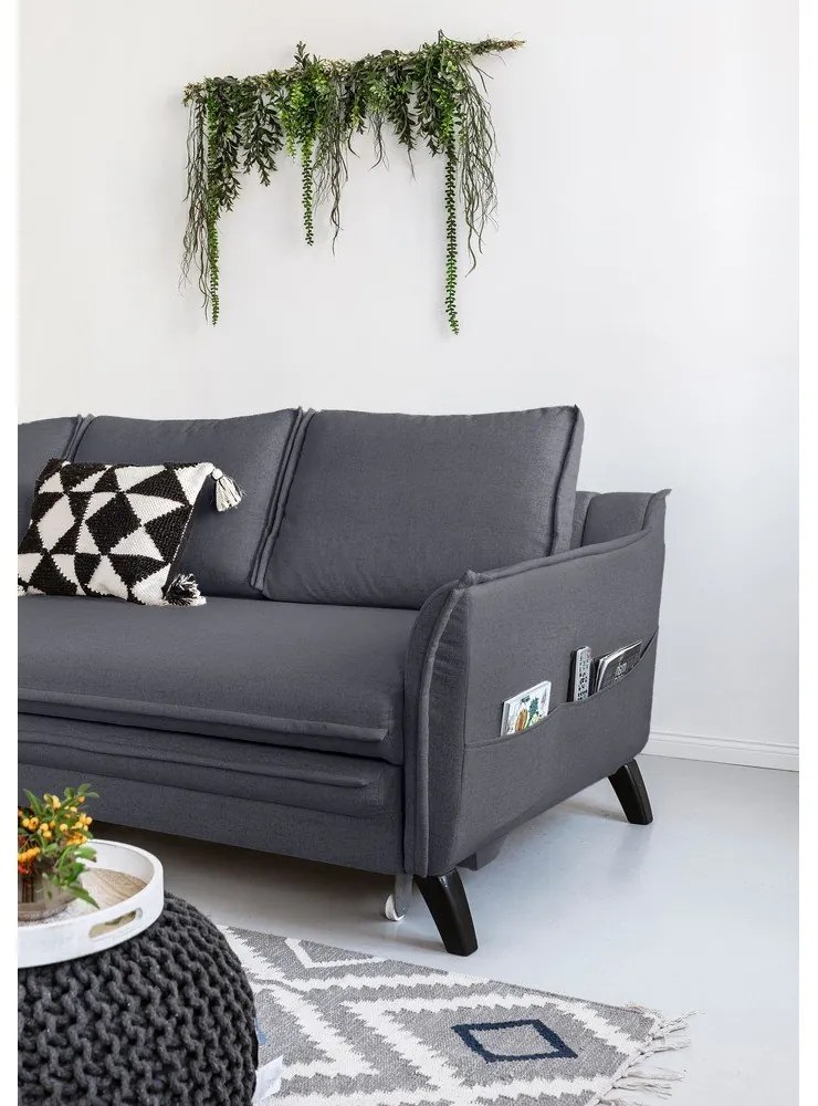 Antracitovosivá rozkladacia rohová pohovka Miuform Charming Charlie, ľavý roh