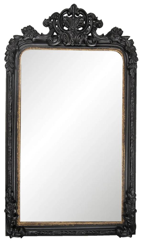Veľké nástenné zrkadlo s čiernym antickým rámom - 90 * 158 * 14 cm