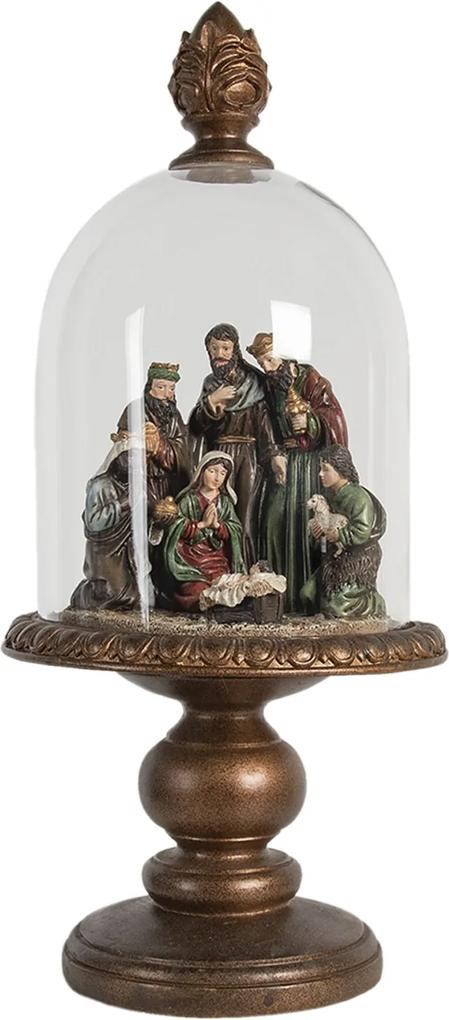 Veľký svietiaci Betlehem v sklenenom poklopu - Ø 26 * 56 cm