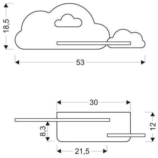 LED Detské nástenné svietidlo s poličkou CLOUD LED/5W/230V modrá