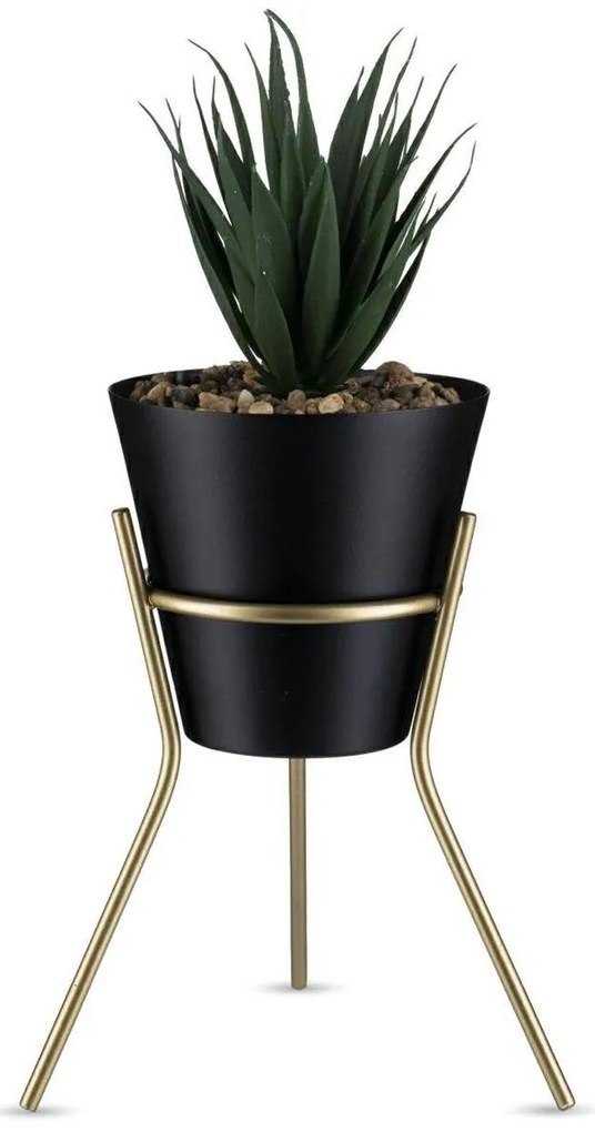 KOVOVÝ KVETINÁČ SO STOJANOM LOFT 20X16 CM ČIERNA/ZLATÁ