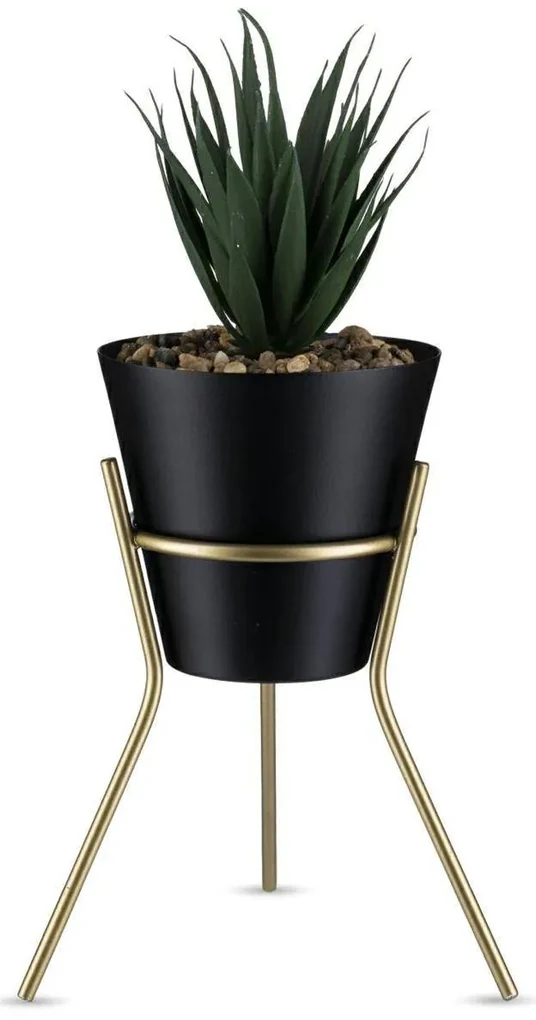 KOVOVÝ KVETINÁČ SO STOJANOM LOFT 20X16 CM ČIERNA/ZLATÁ