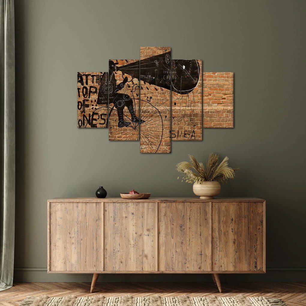 Obraz - Muž na bicykli v Banksyho štýle (150x105 cm)