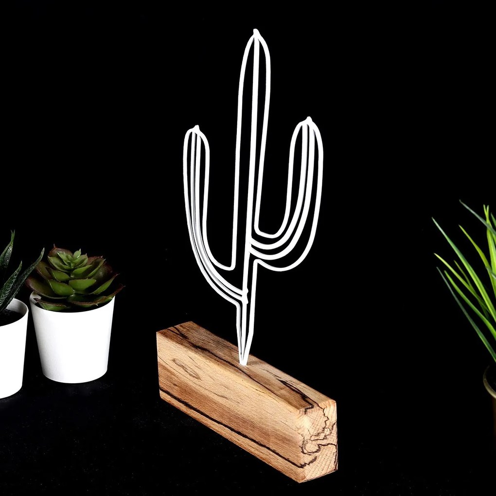 Kovová dekorácia Cactus Mini 24 cm biela