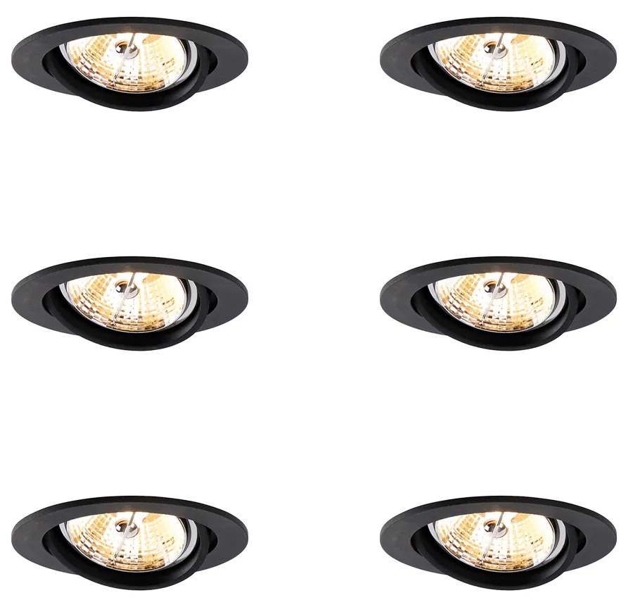 Sada 6 moderných čiernych naklápacích zapustených bodových svetiel AR70 - Cisco