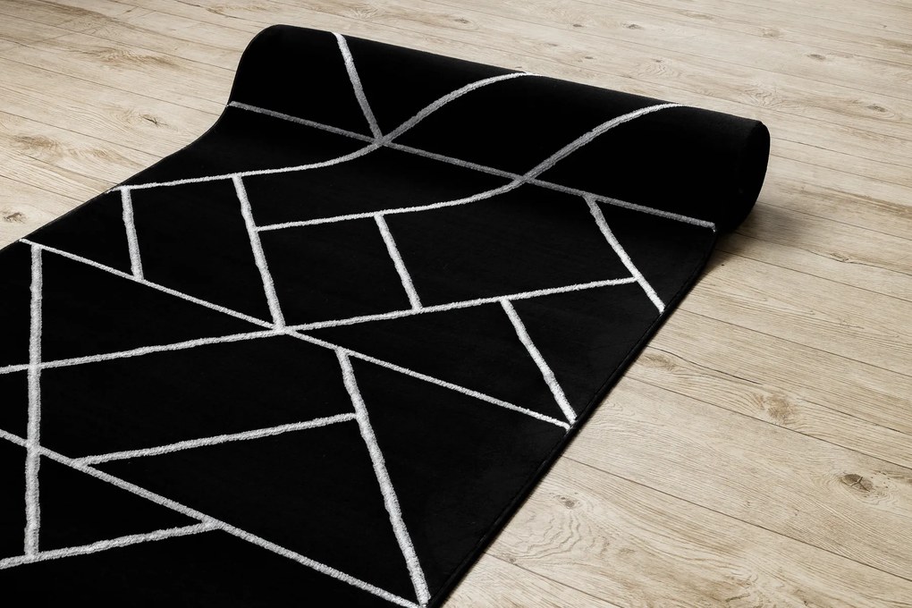 Behúň EMERALD 7543 Glamour exclusive, Geometrický, čierny + strieborná