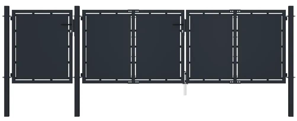 vidaXL Záhradná brána kovová 4x1,5 m antracitová
