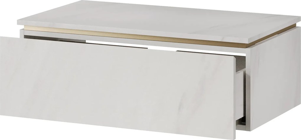 Závěsná skříňka pod umyvadlo Letto 02 80 cm bílý mramor/zlatá