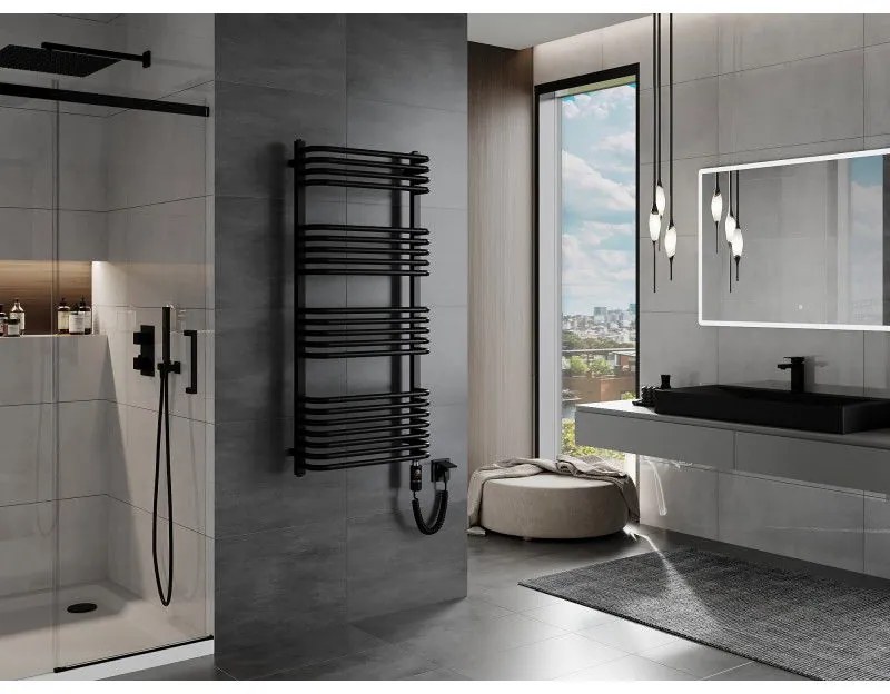 Mexen Apollo, elektrické vykurovacie teleso 1210x550 mm + vykurovacia tyč 600 W, čierna, W117-1210-550-2600-70