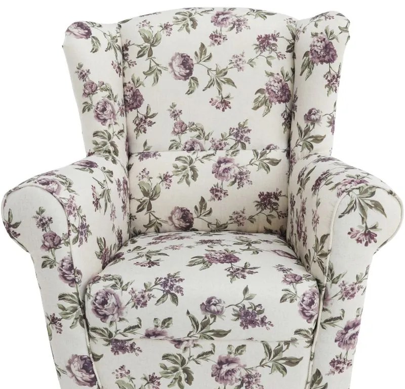 Kondela Kreslo, ušiak s taburetom, rose 18 látka, ASTRID