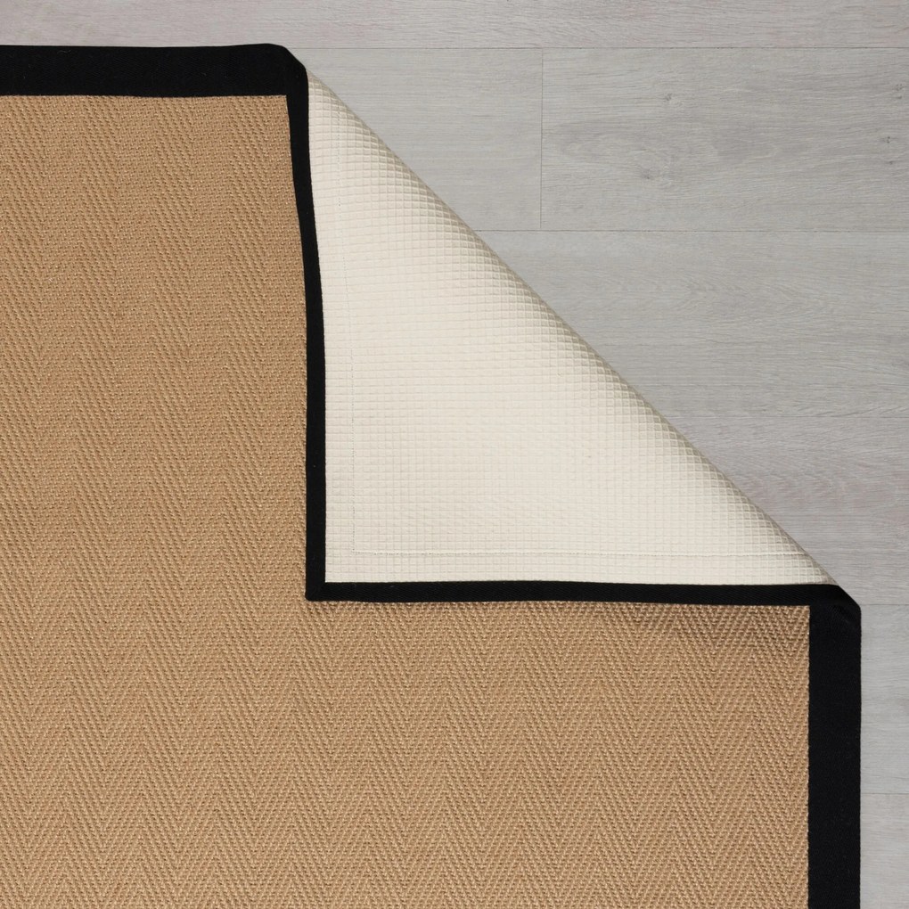 Behúň Herringbone Border Kira Black, 60x230, béžová, chodba / predsieň, Flair Rugs