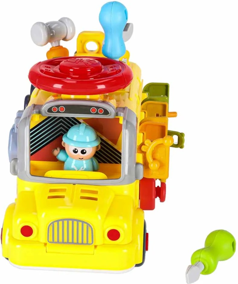 KIK Manipulačný autobus 6v1 – vzdelávacia stavebnica so skrutkami a skrutkovačmi, 3+