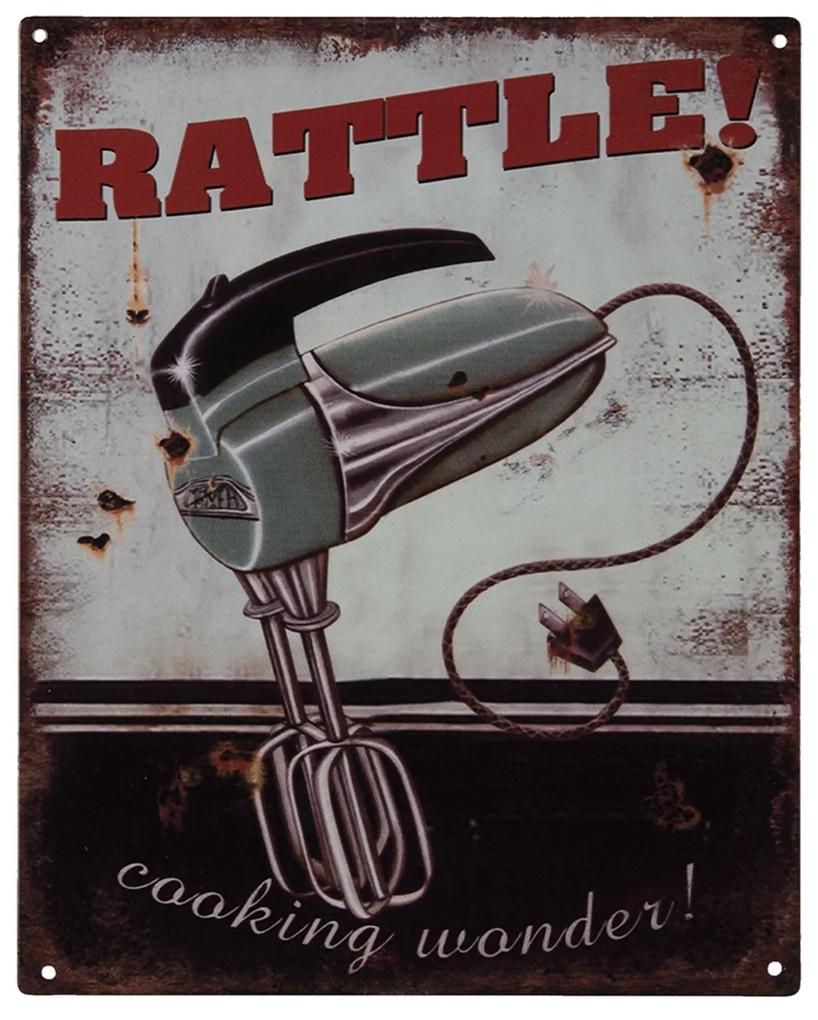 Nástenná kovová ceduľa Rattle - 20 * 25 cm