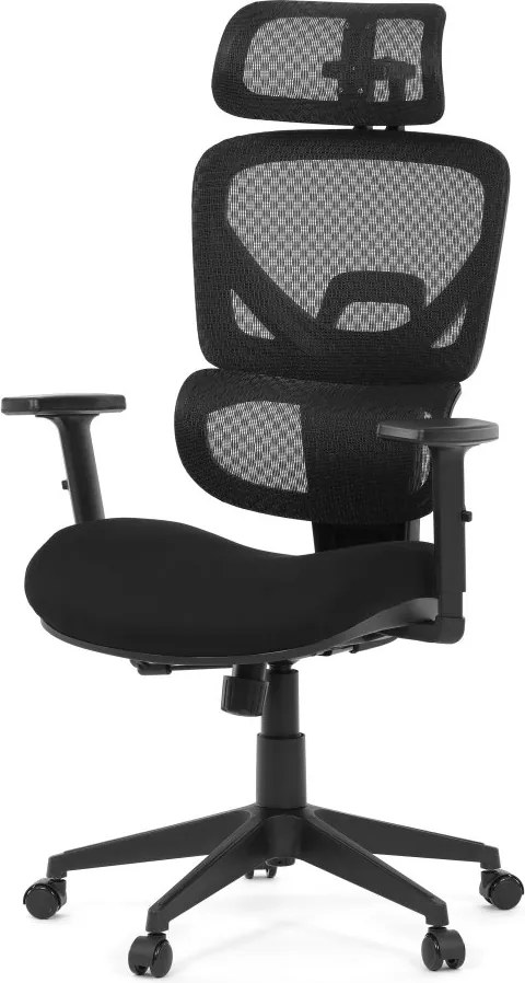 Kancelárska ergonomická stolička TRAGEL — sieťovina / látka, čierna