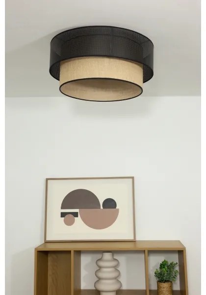 Stropné svietidlo BORHO 1xE27/60W/230V pr. 40 cm čierna/juta