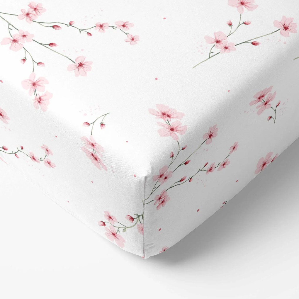 Goldea bavlnená napínacia plachta - kvitnúce sakury 80 x 200 cm