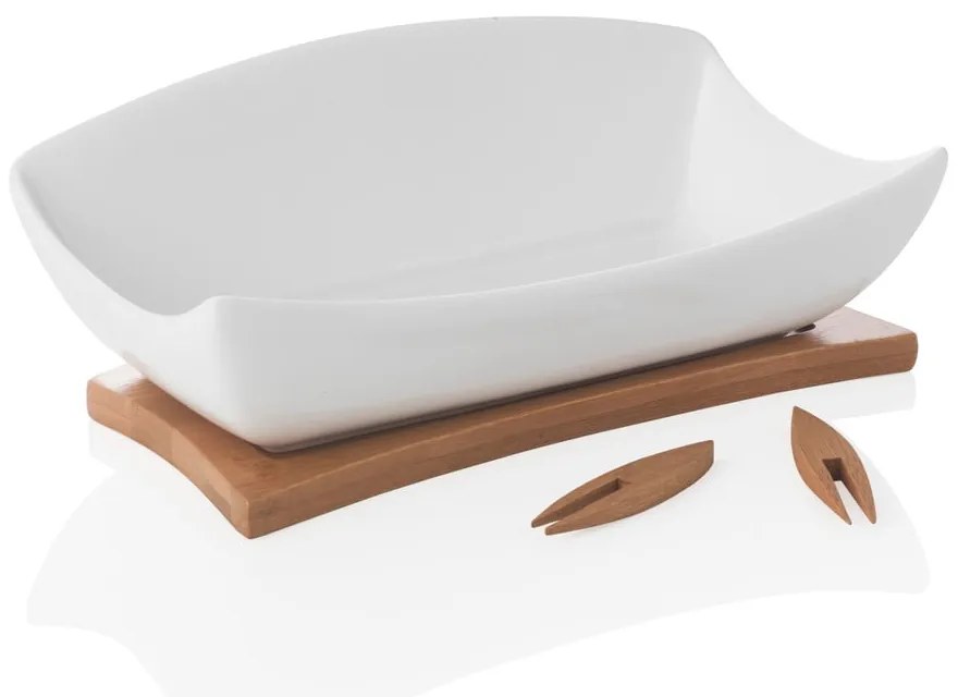 Biela porcelánovo-bambusová servírovacia misa Hors D'Oeuvre – Brandani