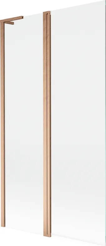 Mexen Mist L, 2-krídlová vaňová zástena 100 x 150 cm, číre sklo, medený matný profil, 8A9L-100-011-65-00