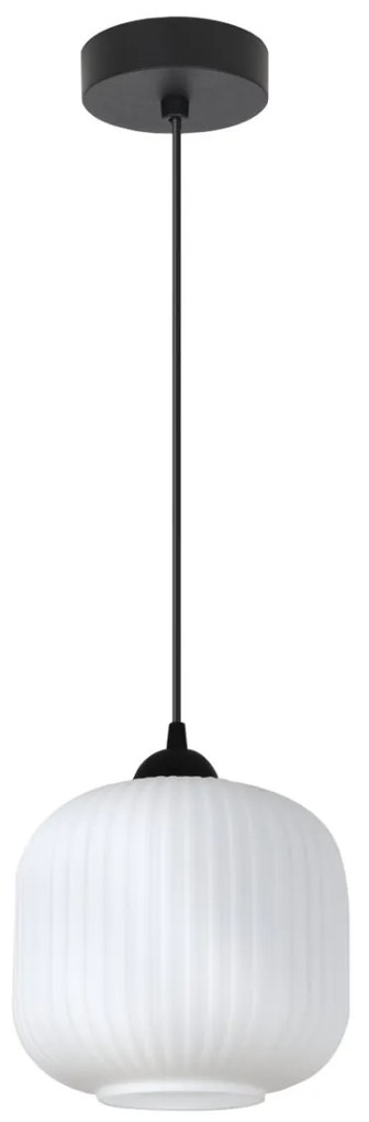 Závesné svietidlo Riffle 2, 1x biele sklenené tienidlo, b