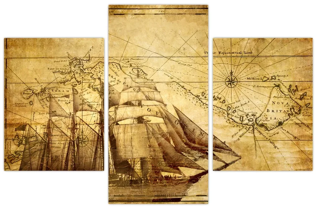 Obraz - Stará mapa (90x60 cm)