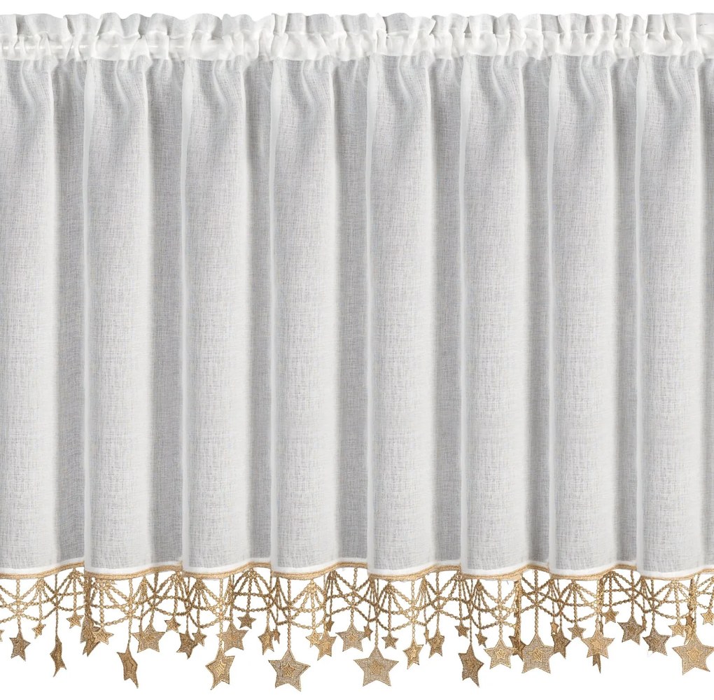 KRÁTKA VIANOČNÁ ZÁCLONA NA PÁSKE XMAS 90X150 CM HVIEZDY