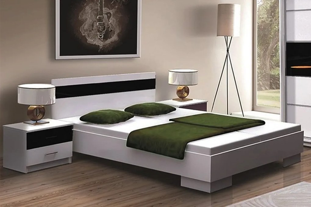 DUBLIN posteľ 160x200, biela/čierna