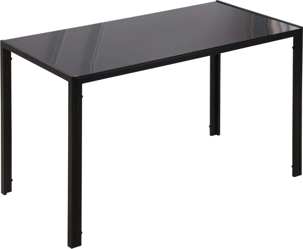 HOMCOM Jedálenský stôl pre 4 osoby, Kuchynský stôl s temperovaným skleným vrchom, do Kuchyne a Jedálne, Kovový, Čierny, 120 x 60 x 75 cm | Aosom