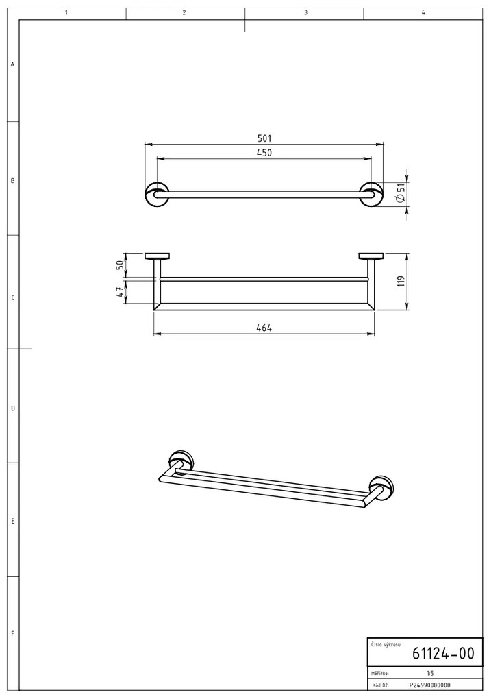 Novaservis - Dvojitý držiak uterákov 500 mm Metalia 11 chróm, 0124,0