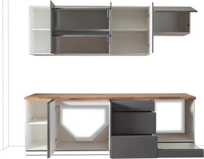 Kuchynská linka Aspen 240 cm šedá