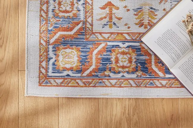 Šnúrkový obojstranný koberec ECHO FLORAL Ivory