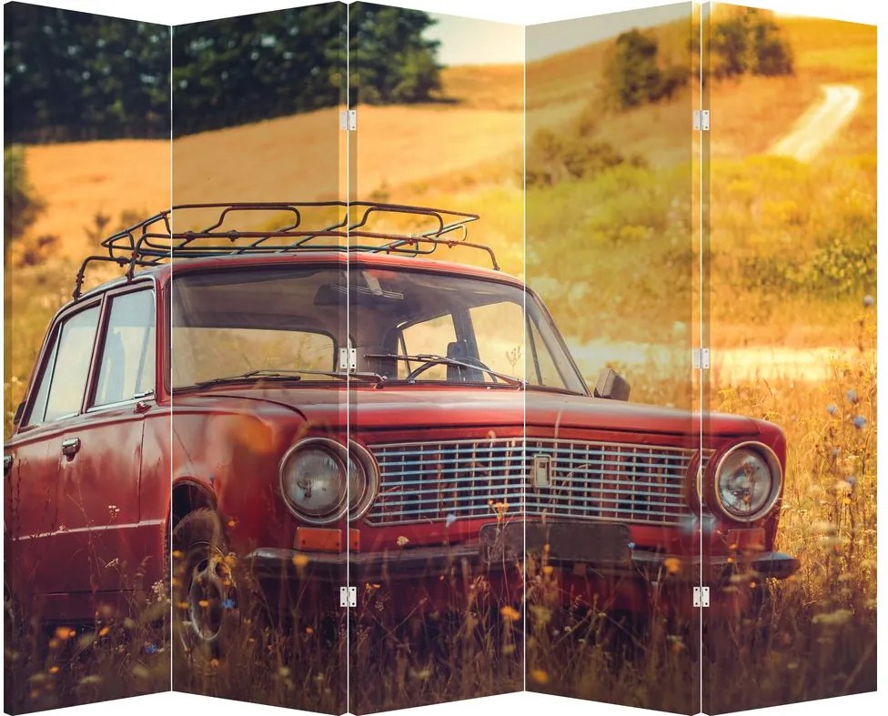 Paraván - Auto v poli (210x170 cm)