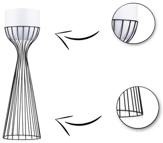 Kovový kvetináč LOFT 68x20 cm čierna/biela