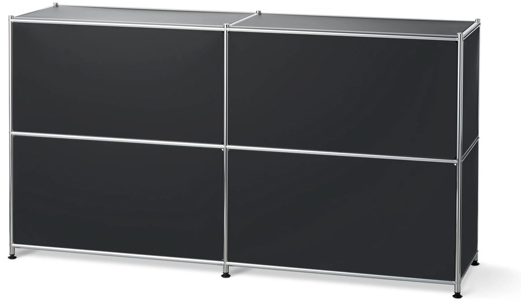 Kovová odkladacia skrinka »CN3« s nastaviteľnými výklopnými priehradkami, čierna