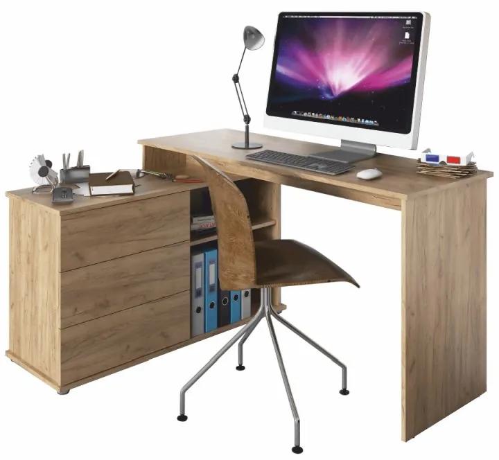 Kondela Univerzálny rohový PC stôl, TERINO, dub artisan