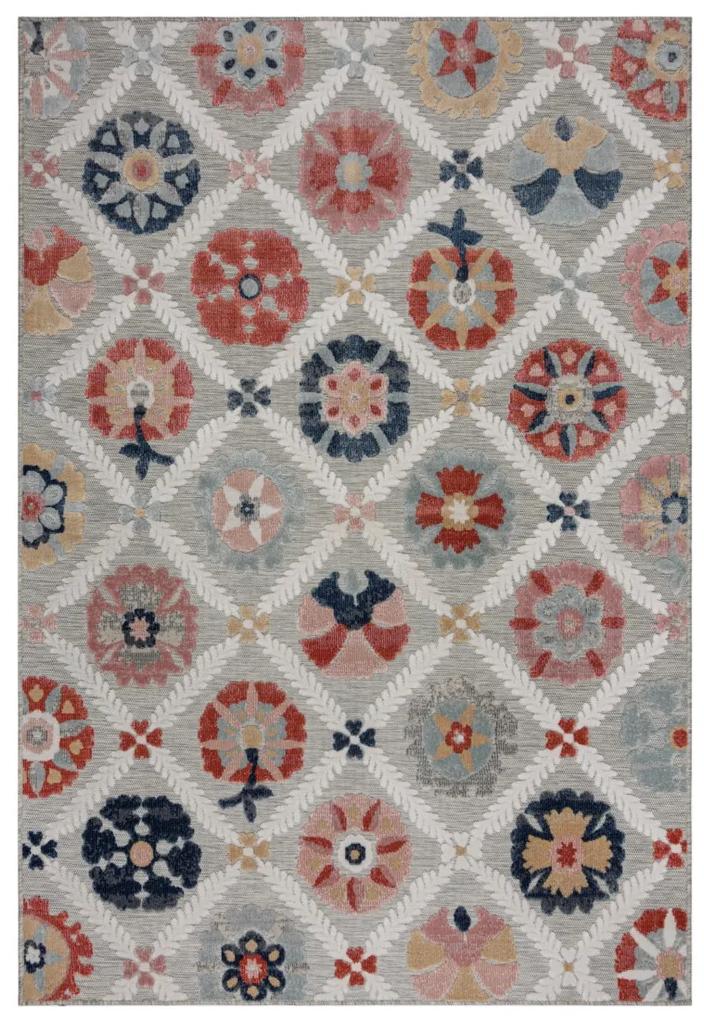 Flair Rugs koberce Kusový koberec Plaza Flora Grey – na von aj na doma - 160x230 cm