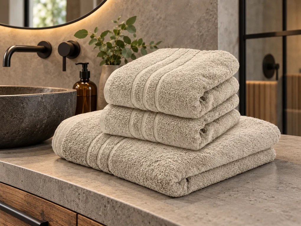 1x osuška COMFORT krémová + 2x uterák COMFORT krémový