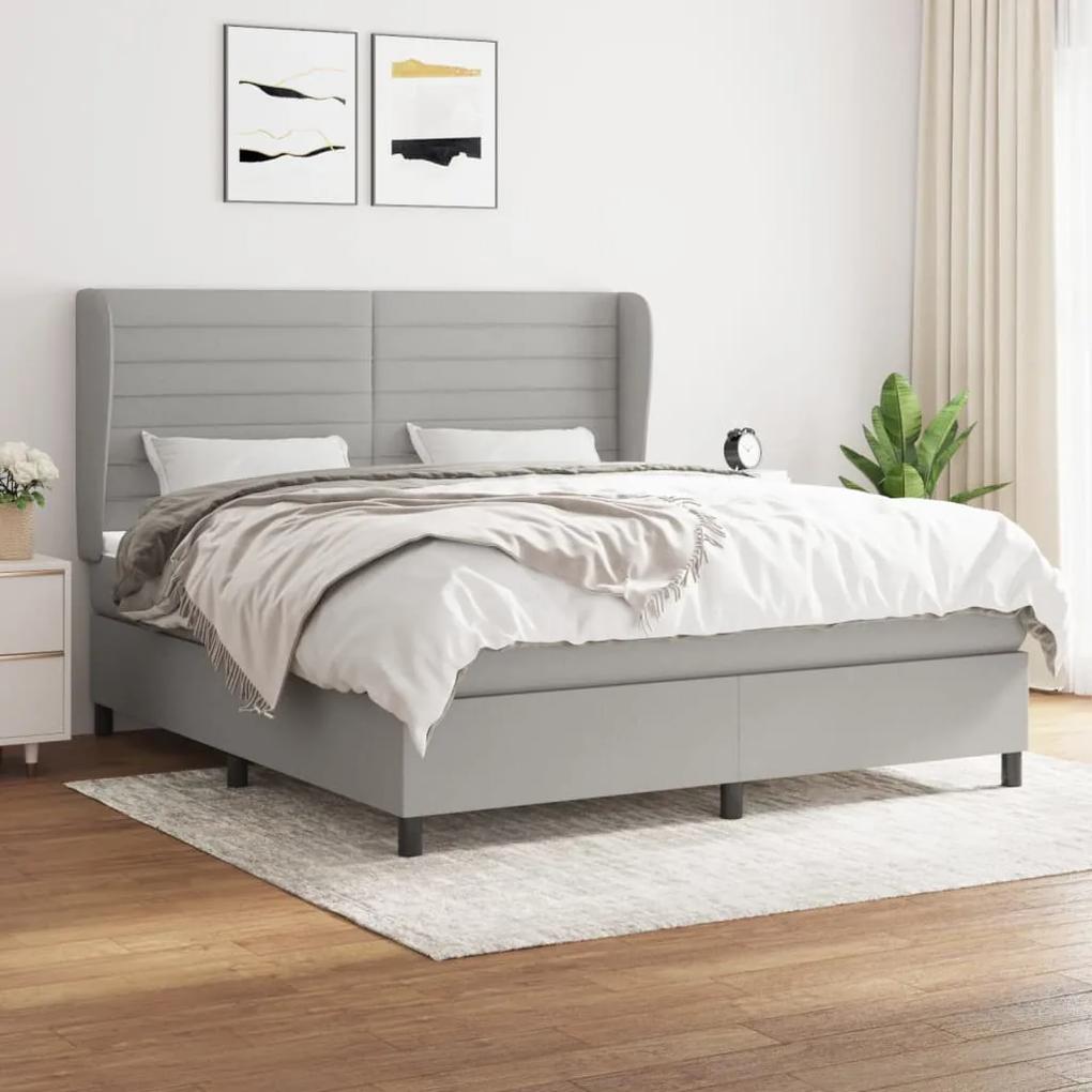 Boxspring posteľ s matracom bledosivá 180x200 cm látka 3128061