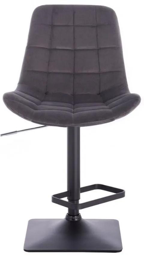 LuxuryForm Barová stolička PARIS VELUR na čierne podstave - šedá