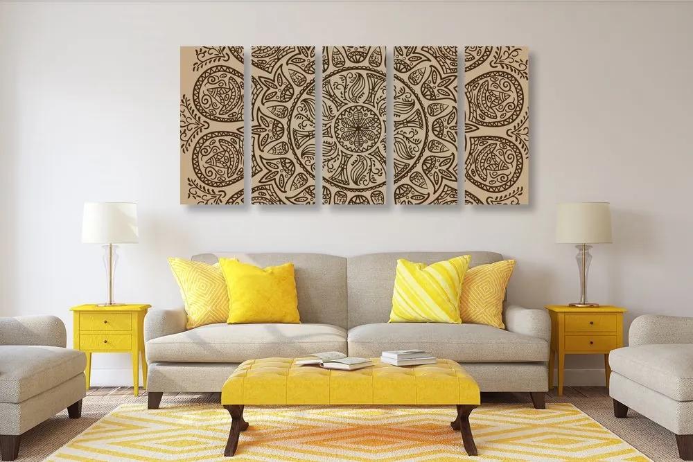 5-dielny obraz Mandala s abstraktným prírodným vzorom - 200x100