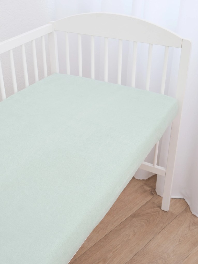 Froté plachta do postieľky 60 × 120 cm - mätová